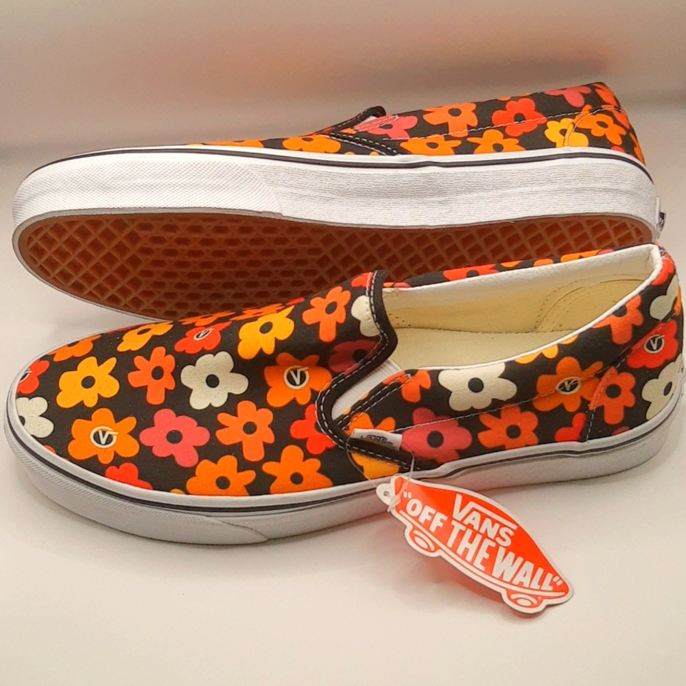 Vans Sk8-Low Slip-On Classic Canvas Skateboard Sneaker Flower Print Men 11 NWOB - Picture 3 of 11